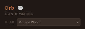 The mode-switch button, next to the Orb title in the sidebar header