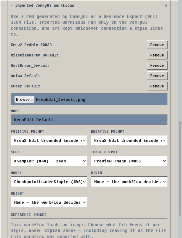 The Image Generation settings modal, showing an imported workflow